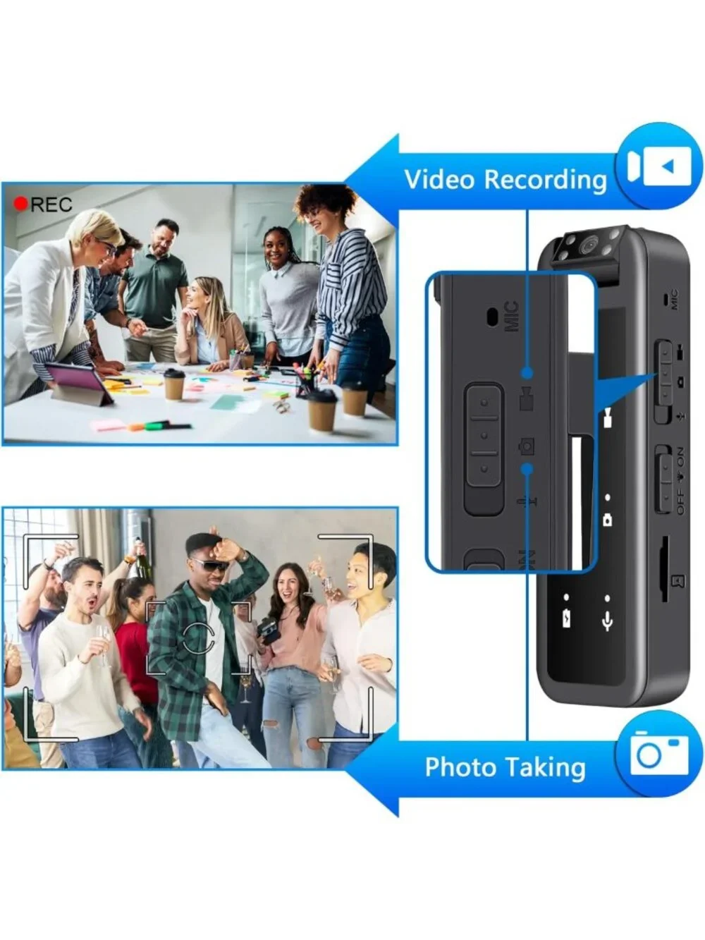 128GB Mini Sports Body Camera, 1080P Wearable Video Recorder, IR Night Vision